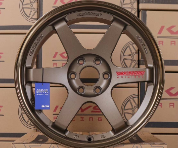 ล้อแม็ก TE37 ก้านตรง 6รู114.3 ET20 สีทองแดงหยอดแดง กว้าง8.5-18นิ้ว(นาวาร่า) 