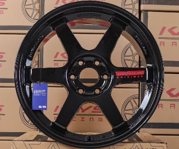 ล้อแม็ก TE37 ก้านตรง 6รู114.3 ET20 สีดำหยอดแดง กว้าง8.5-18นิ้ว(นาวาร่า) 