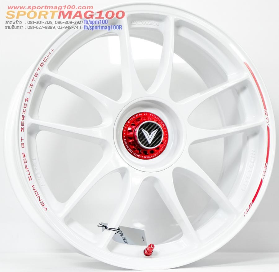 ล้อแม็ก Lenso VNK Venom Litetech+ FlowForming ขอบ18นิ้ว กว้าง 8.5นิ้ว 5รู114.3 Offset35 สีขาวPadRed
