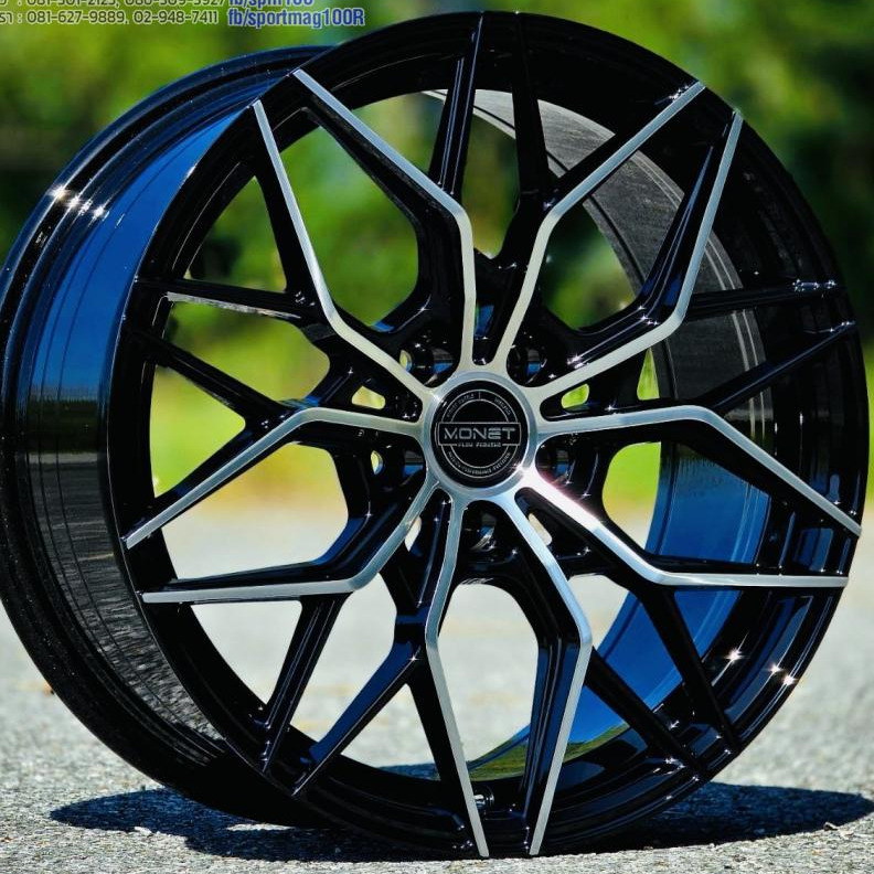 ล้อแม็ก Monet FlowForming 5รู108 Offset35 สีดำหน้าเงา กว้าง8.5 ขอบ18นิ้ว 