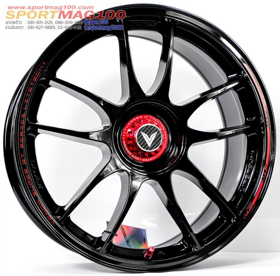 ล้อแม็ก Lenso VNK Venom Litetech+ FlowForming ขอบ15นิ้ว กว้าง7นิ้ว 4รู100 Offset35 สีดำเงาPadRed