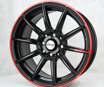 ล้อแม็ก Inferno 0925 4รู100/114 ET35 ดำด้านขอบแดง กว้าง7 ขอบ15นิ้ว