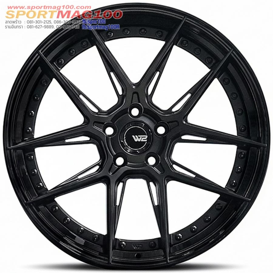 ล้อแม็กแท้2ชิ้น Flowforming W2C ขอบ20นิ้ว กว้าง F9นิ้ว R10นิ้ว 5รู112/114.3 ET35-40 สีดำด้านขอบดำ 