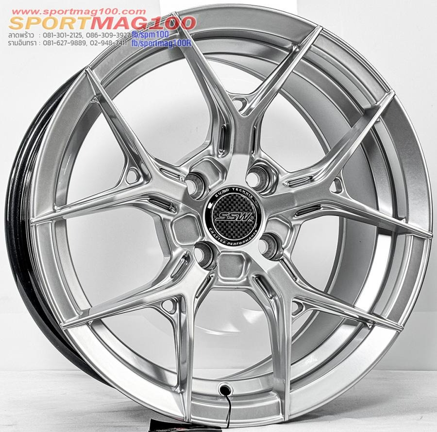 ล้อแม็ก SSW S385 ขอบ15นิ้ว กว้าง7นิ้ว 4รู100 Offset35 สีไฮเปอร์ซิลเวอร์