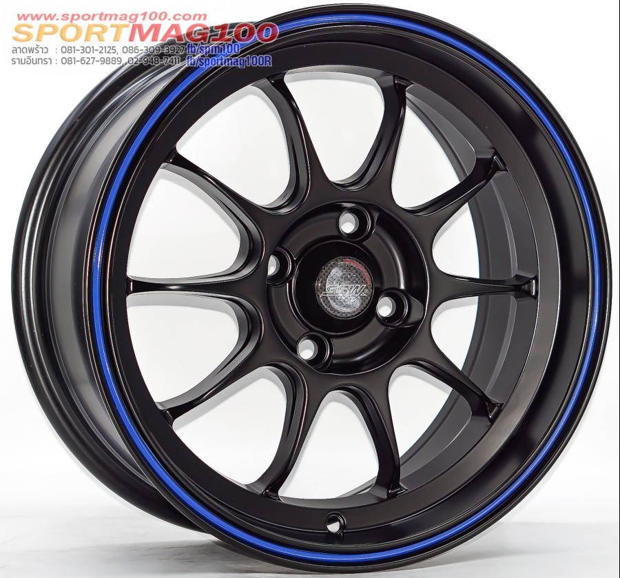 ล้อแม็กใหม่ SSW S374 ขอบ15นิ้ว กว้าง7นิ้ว 4รู100 Offset32 สีดำเส้นน้ำเงิน
