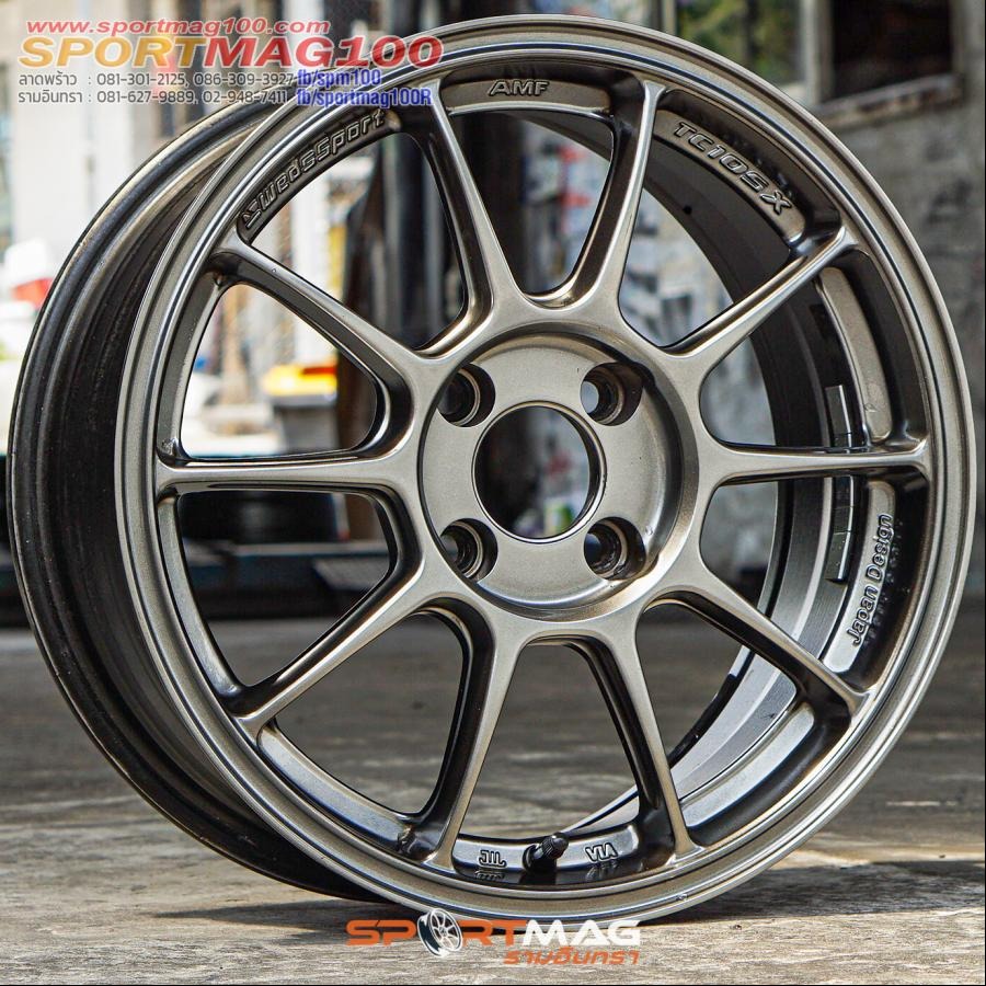 ล้อมือสอง TC105x ขอบ15นิ้ว กว้าง7นิ้ว 4รู100 Offset35 สีไฮเปอร์แบล็ค (รามอินทรา)