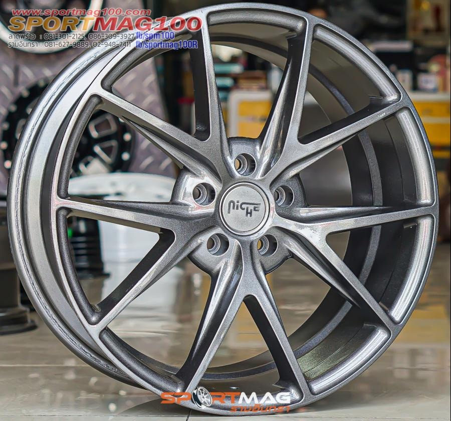 ล้อแท้มือสอง Niche Misano ขอบ19นิ้ว กว้าง8.5นิ้ว 5รู114.3 Offset45 โมดิฟายสีกันเมทาลิก (รามอินทรา)