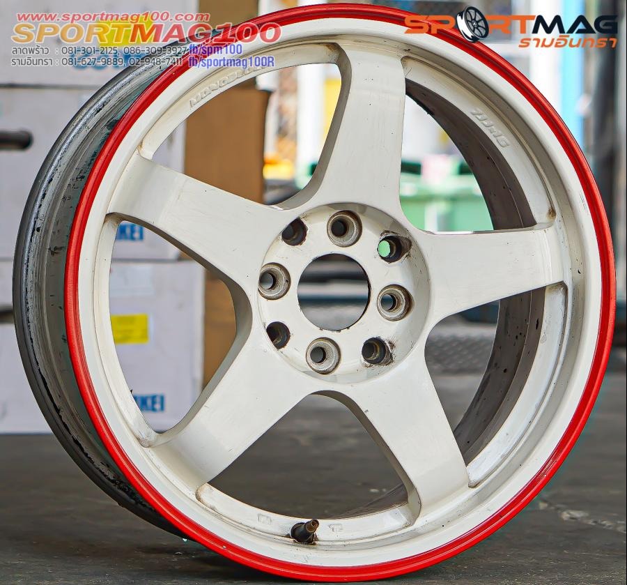 ล้อมือสอง Nismo ขอบ15นิ้ว 4รู100/114 สีขาวขอบแดง (รามอินทรา)