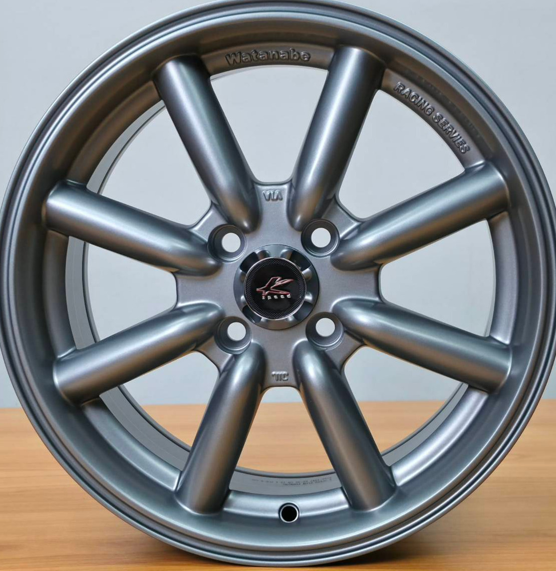 ล้อแม็ก K-Speed Watanabe 4รู100 ET35 สีเทา กว้าง7 ขอบ15นิ้ว 