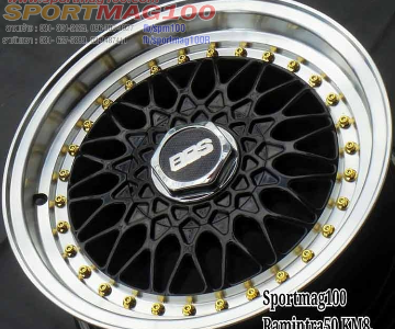 ล้อแม็กใหม่ BBS RS 4รู100/114 ET30 ดำขอบเงาหมุดทอง 7-16นิ้ว